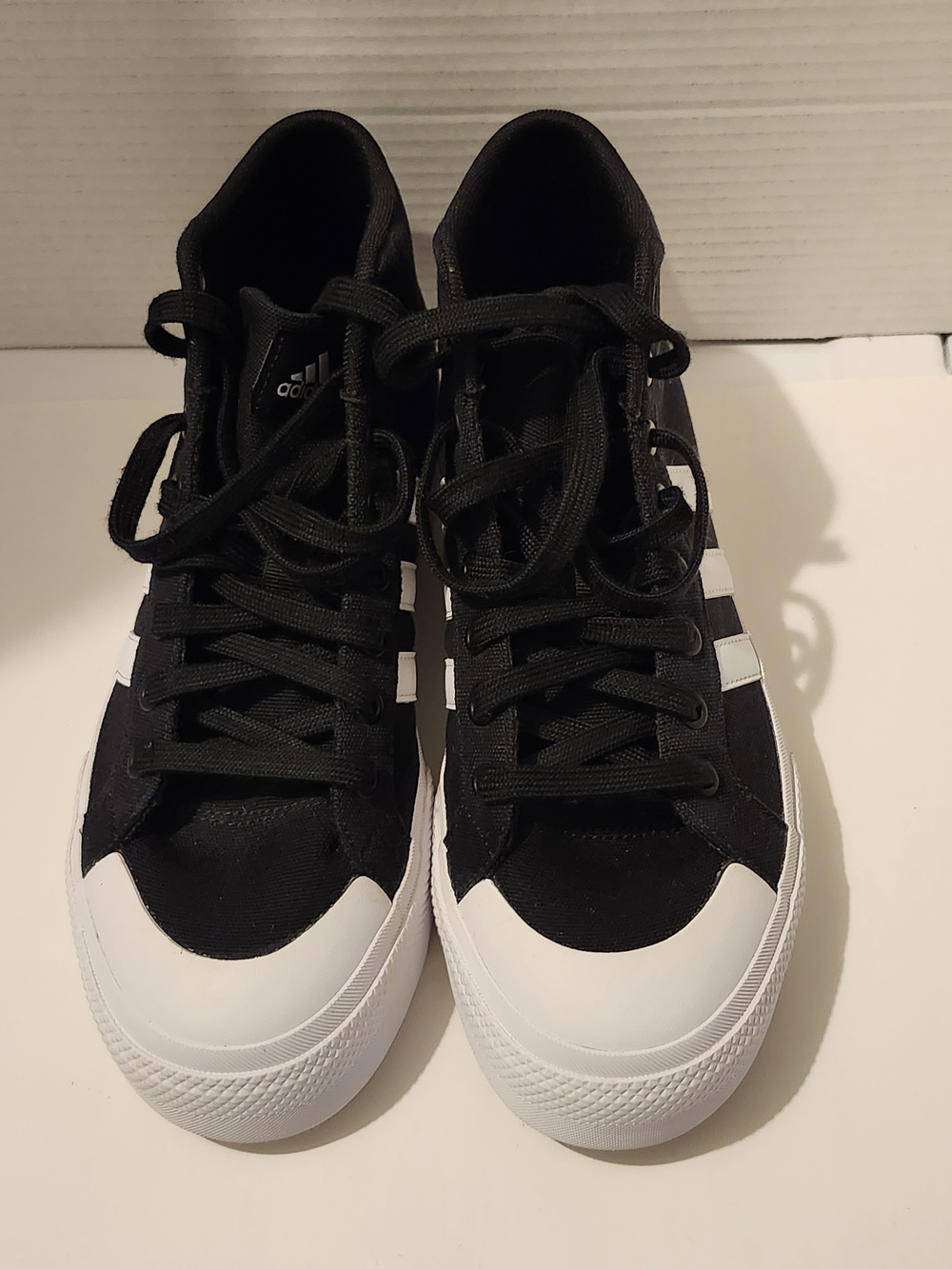 adidas Men’s Black and White Low-Top Canvas Sneakers